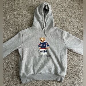 Ralph Lauren Gray Hoodie with USA Bear Graphic (limited edition)